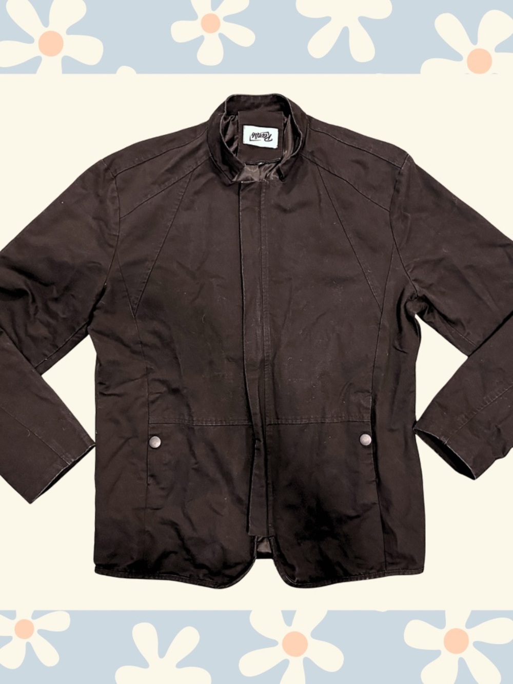 Reverb Zip-Up Canvas Military-Style Jacket, Black, Sz Medium